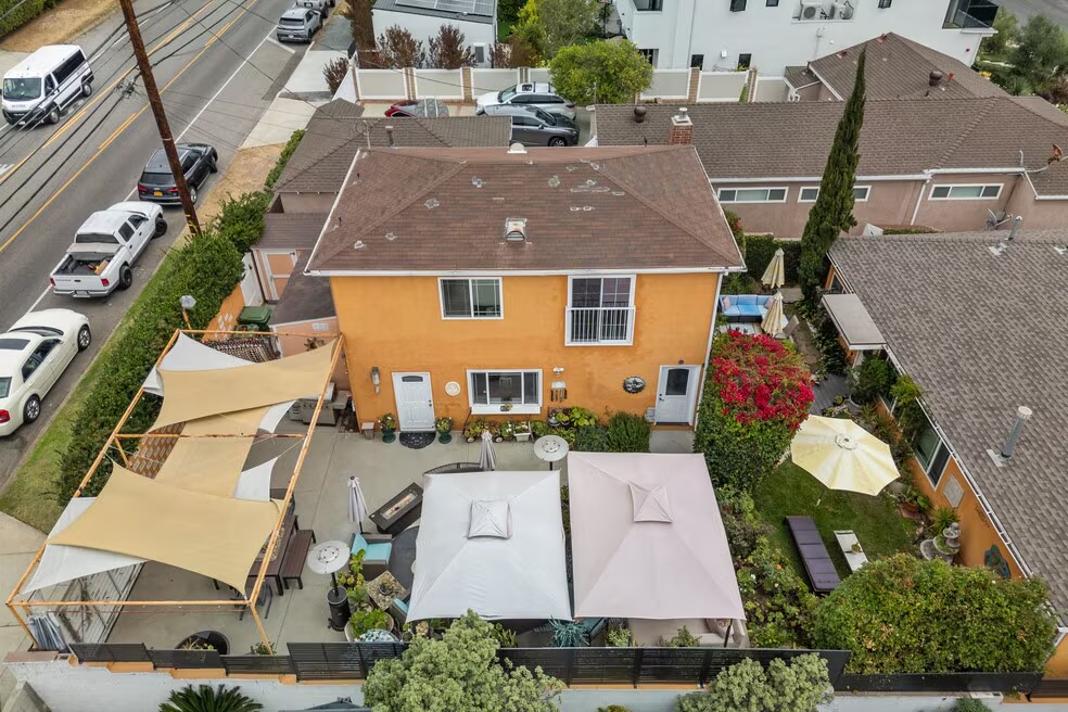 Aerial view of the lot at 12609 Woodgreen Street with the main house and backyard ADU